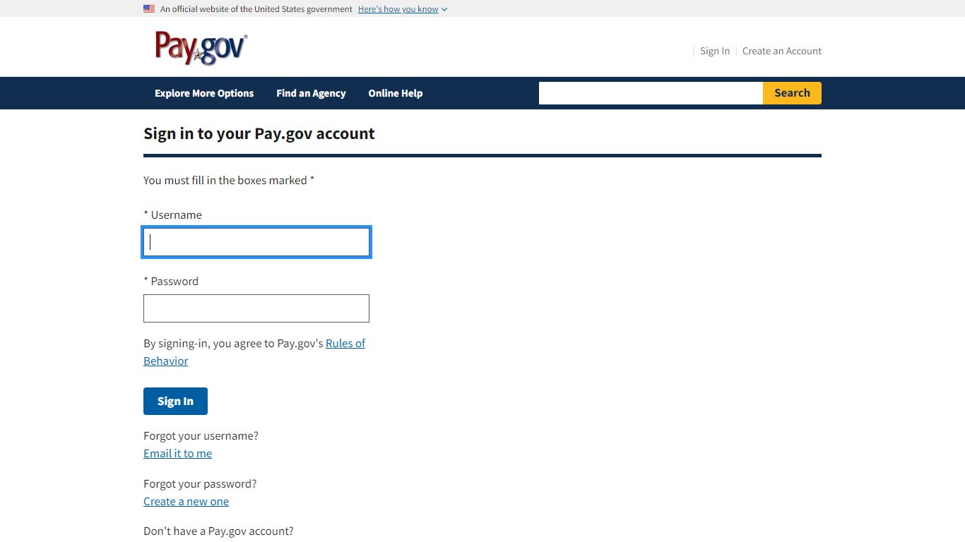 Pay.gov - Sign in to your Pay.gov account