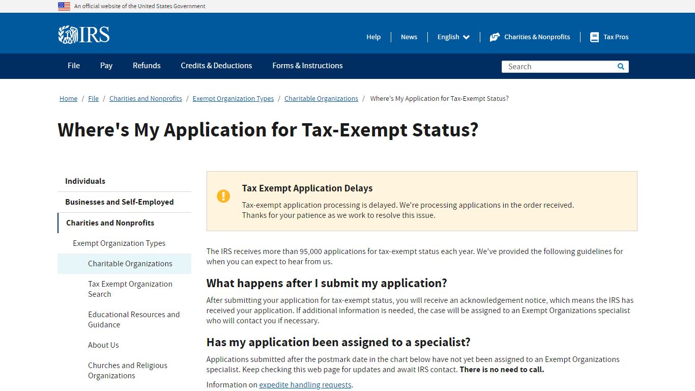 Where's My Application for Tax-Exempt Status?